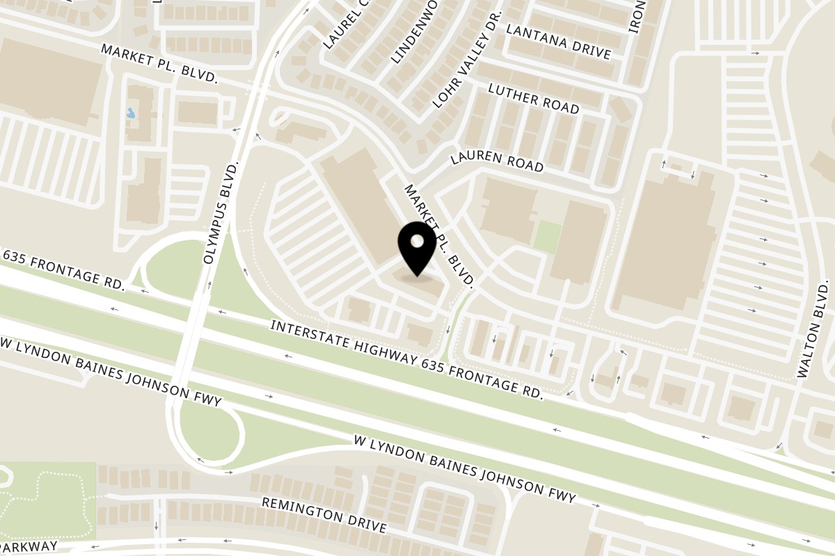 Map showing the location of The Port of Peri Peri Irving TX on 1800 Market Pl Blvd in Irving