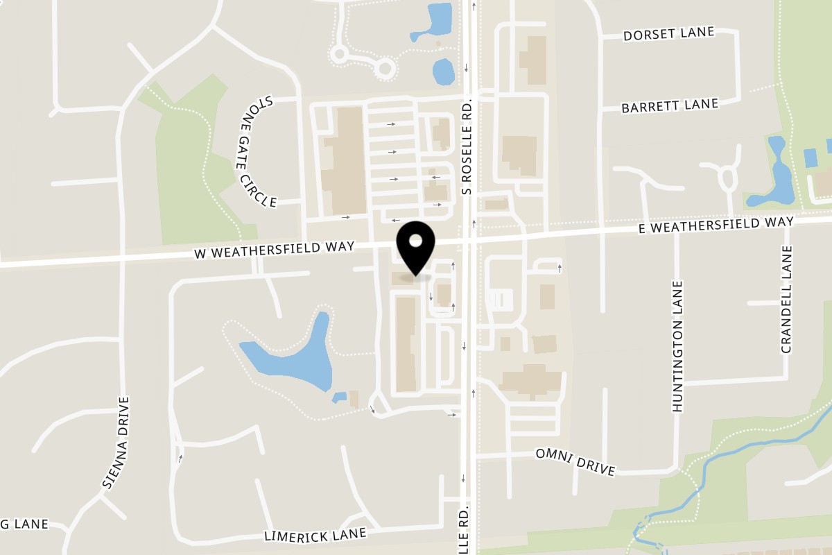 Map showing the location of The Port of Peri Peri Schaumburg IL on 7 W Weathersfield Way in Schaumburg